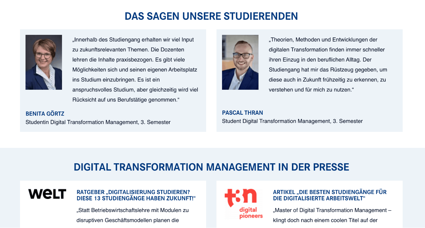 Testimonials Landingpage