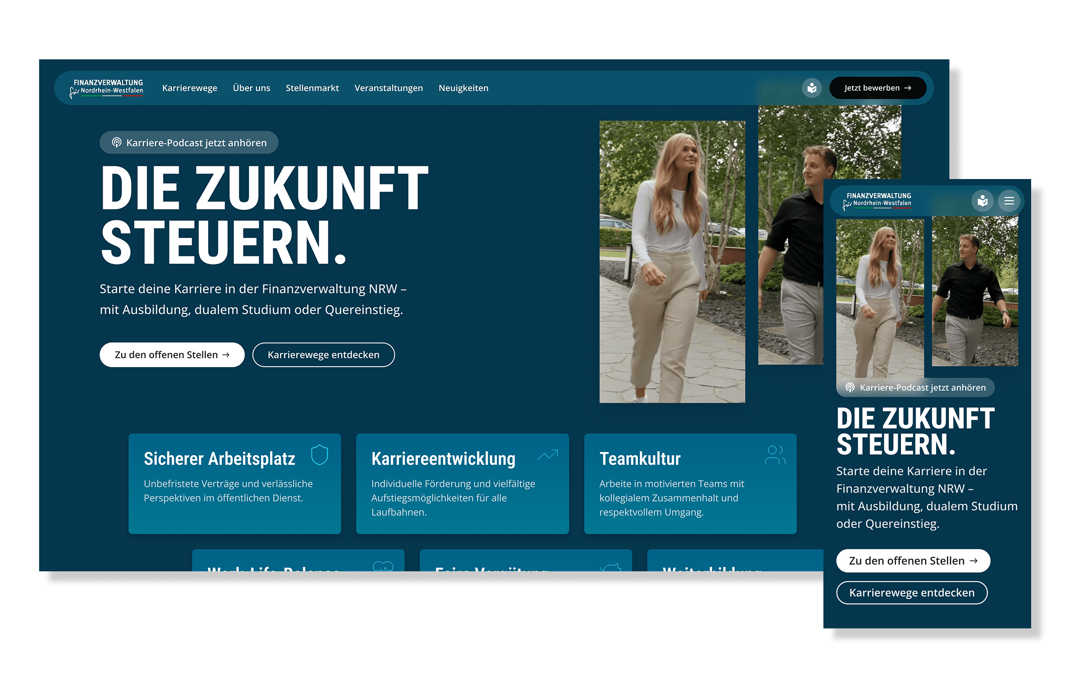 Screenshot der Startseite des Relaunch von die-zukunft-steuern.nrw