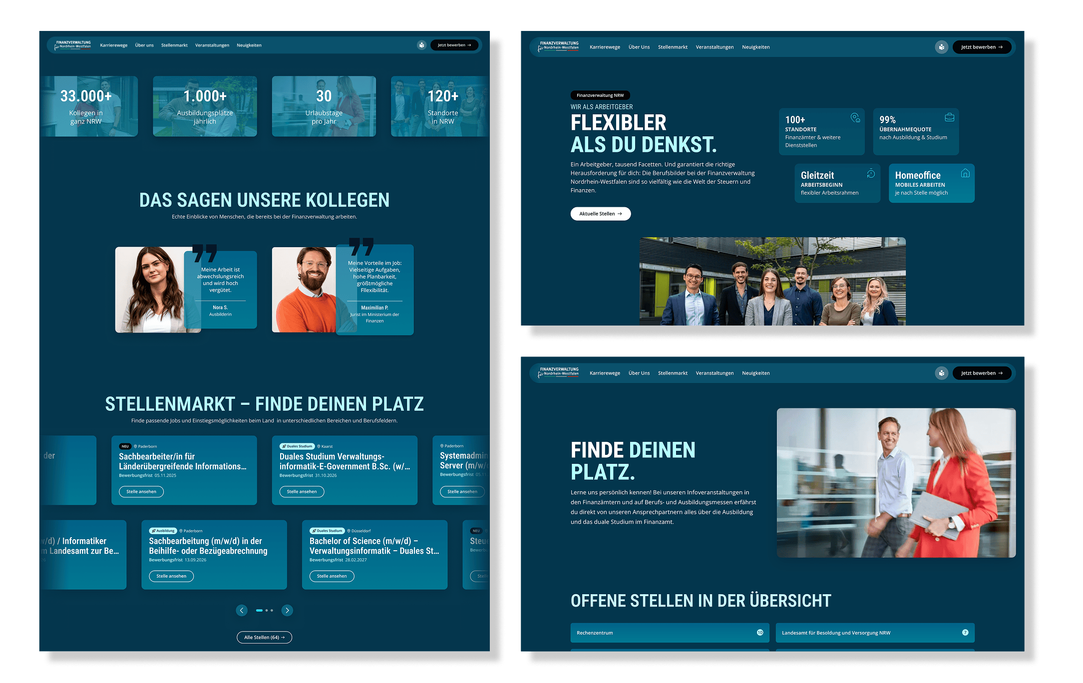 Screenshot einiger Module des Relaunch von die-zukunft-steuern.nrw