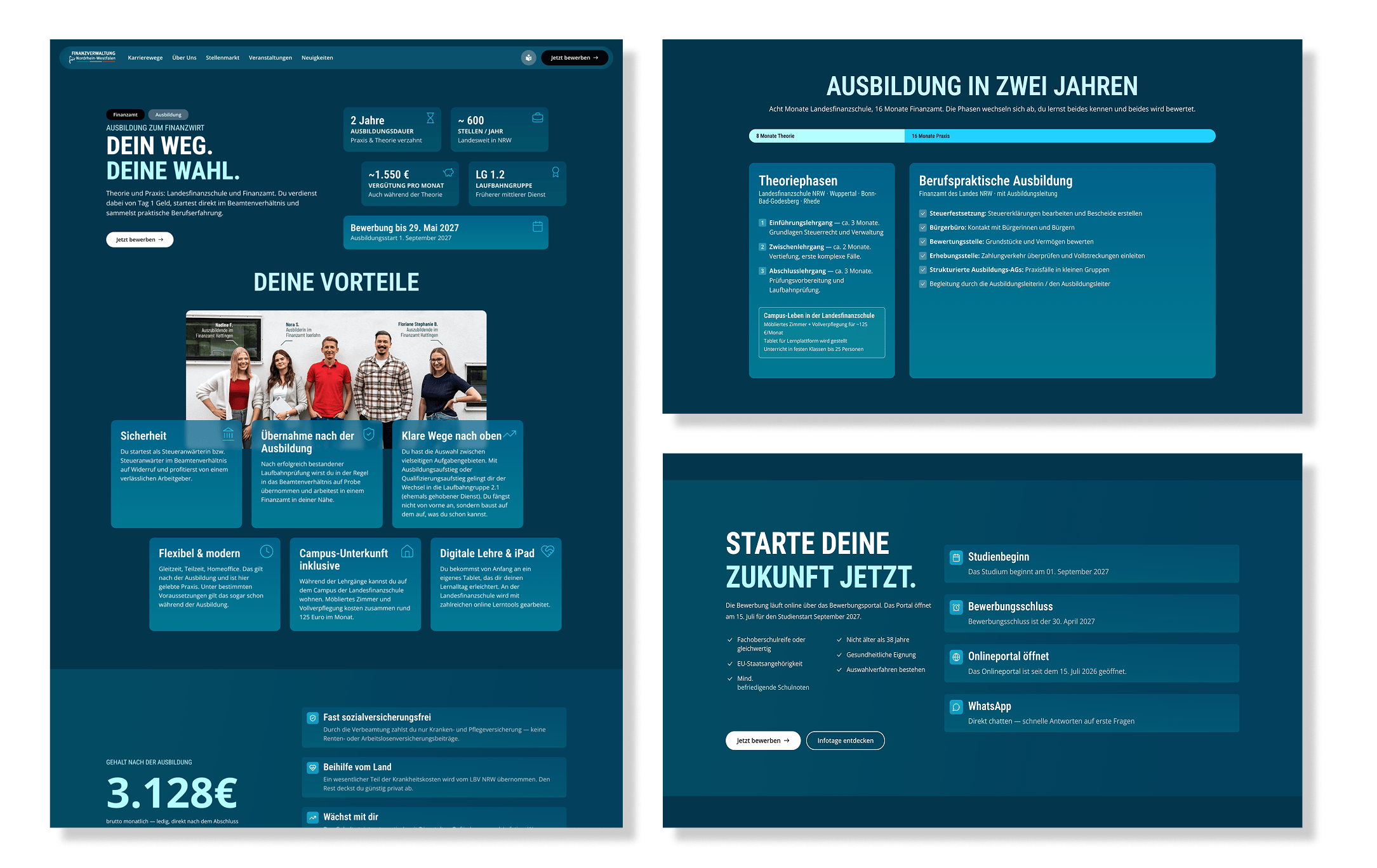 Screenshot einiger Module des Relaunch von die-zukunft-steuern.nrw