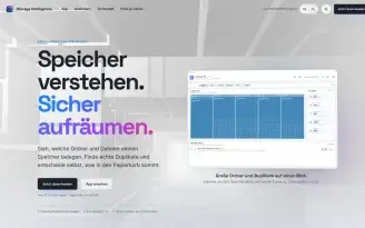Websiteansicht von Storage Intelligence
