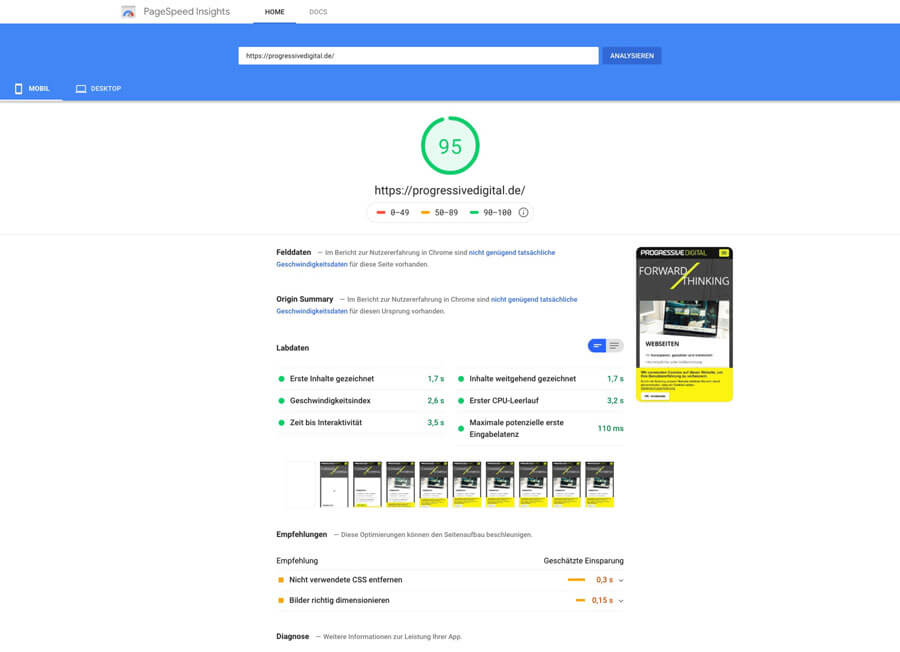 Pagespeed Mobile Grafik